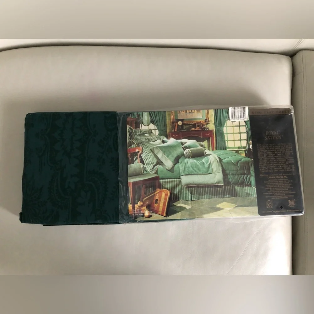 MANON Egyptian 100%Cotton King Flat Sheet Vintage Luxury Royal Sateen New in box - Picture 13 of 13